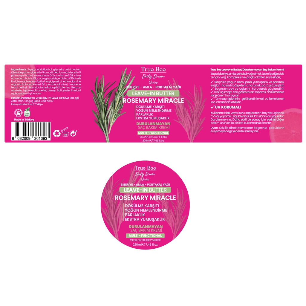True Bee Rosemary Leave - In Butter Leave-In Hair Care Cream 220 ml