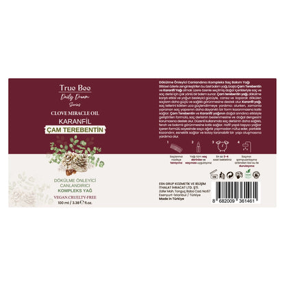 True Bee Clove Pine Turpentine &amp; Clove Preventing Hair Loss &amp; Strengthening Hair Care Oil 100 ml