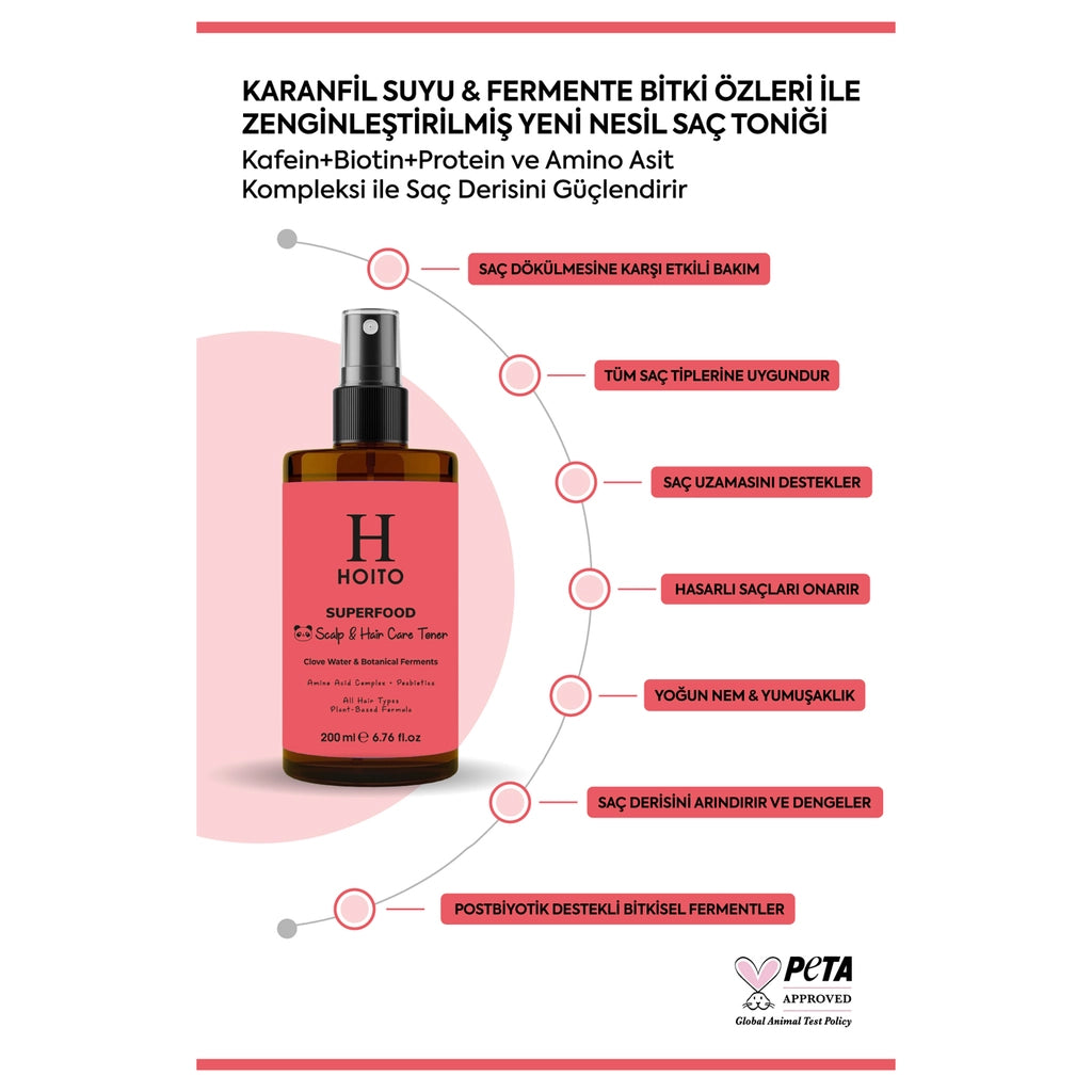 Hoito Superfood Anti-Hair Loss Clove Water &amp; Posbiotic Hair &amp; Scalp Care Tonic 200 ml