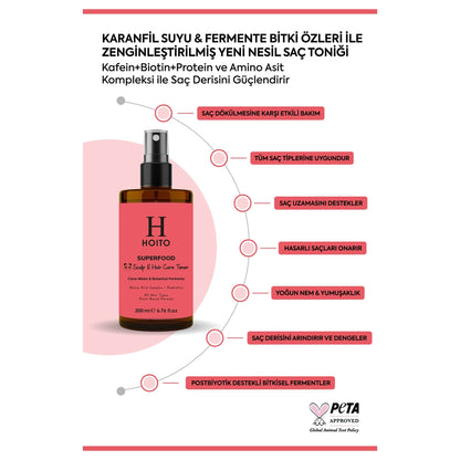 Hoito Superfood Anti-Hair Loss Clove Water &amp; Posbiotic Hair &amp; Scalp Care Tonic 200 ml