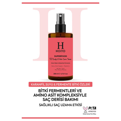 Hoito Superfood Anti-Hair Loss Clove Water &amp; Posbiotic Hair &amp; Scalp Care Tonic 200 ml
