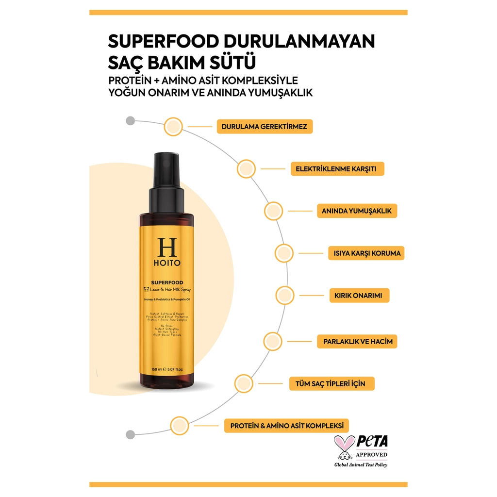 Hoito Superfood Honey &amp; Posbiotic &amp; Pumpkin Oil Leave-In Hair Care Milk 150 ml