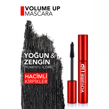 Flormar Volume Up Highly Pigmented Mascara with Volume and Lifting Effect 000 Black