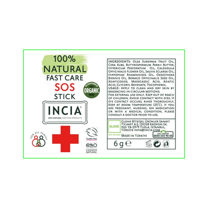 Incia 100% Natural Fast Care SOS Stick 6 gr