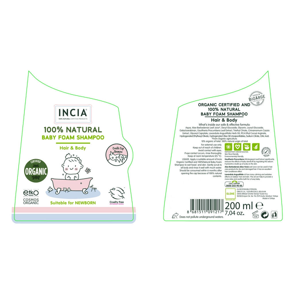 Incia 100% Natural Baby Foam Shampoo 200 ml