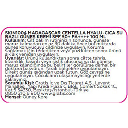 Skin1004 Madagascar Centella Hyalu-Cica Water Based 50+SPF PA++++ Sunscreen 100 ml