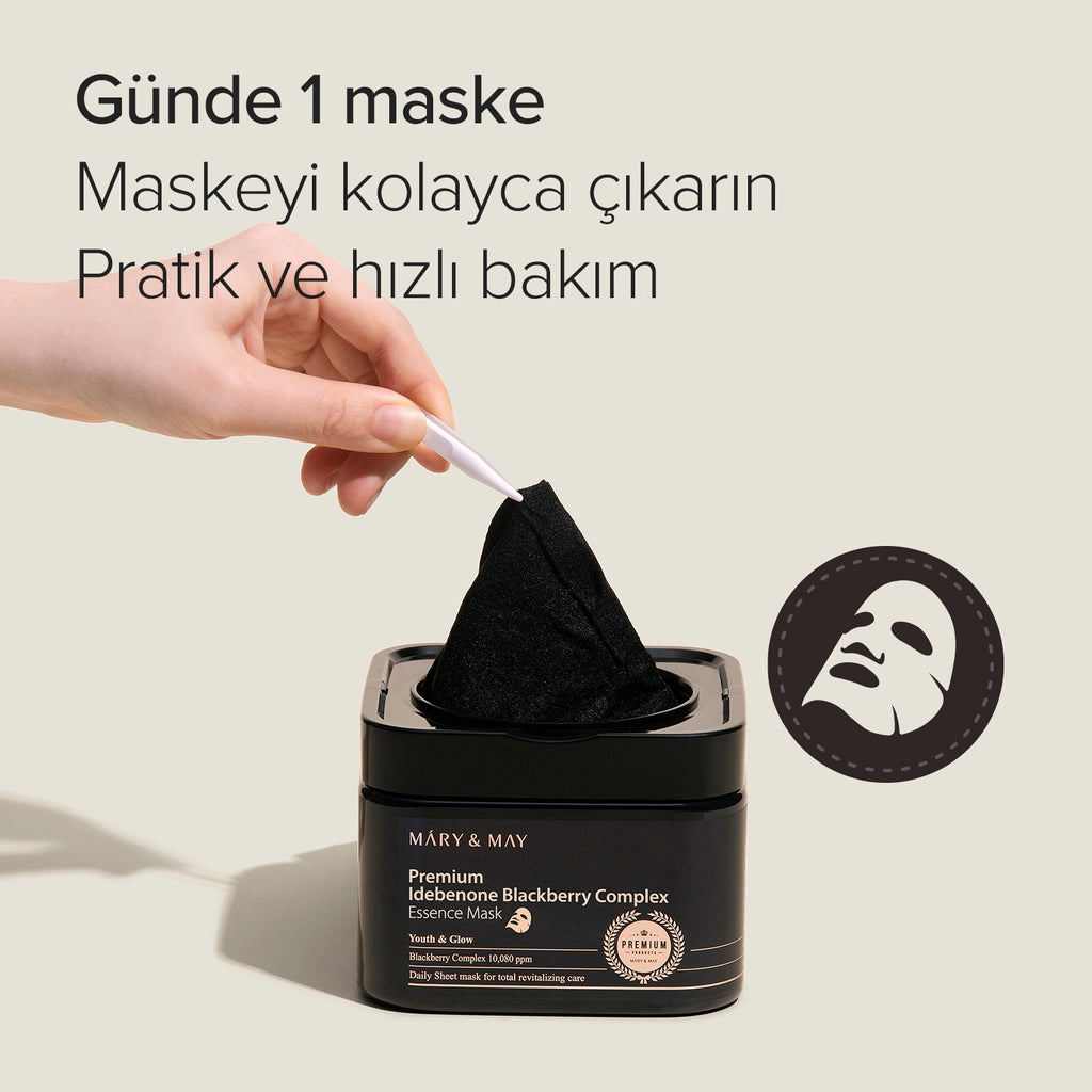 Mary &amp; May Face Mask Containing Idebenone and Blackberry Complex Extract 20 Pieces