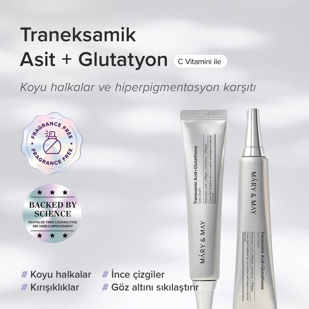 Mary &amp; May Eye Cream Set with Tranexamic Acid and Glutathione (Eye Cream 30 ml + 12 ml x 2)