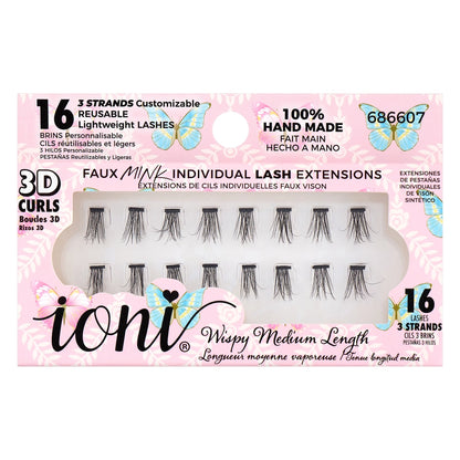 IONI 3D Single False Eyelashes Medium Fine Tip 16pcs