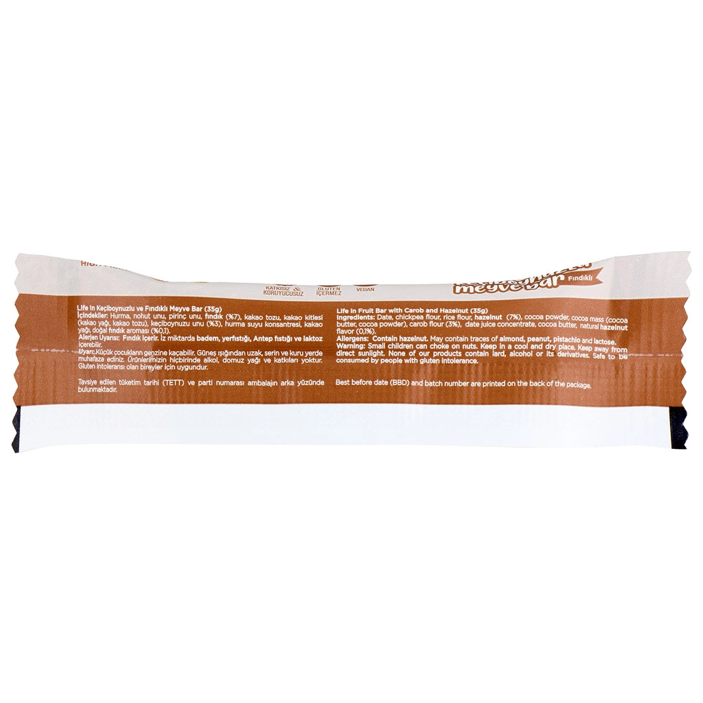 Life In Carob Hazelnut Fruit Bar 35 gr