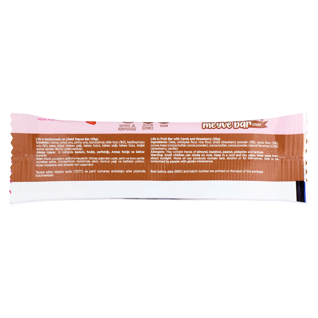 Life In Carob Strawberry Flavored Fruit Bar 35 gr