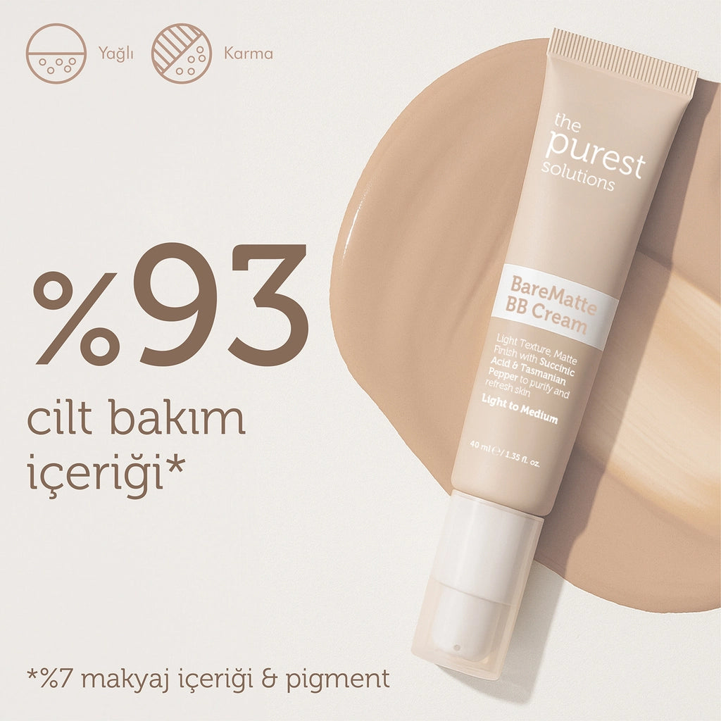 The Purest Solutions Mattifying BB Cream for Oily and Combination Skin 50+SPF 40 ml (Light-Medium Tone)