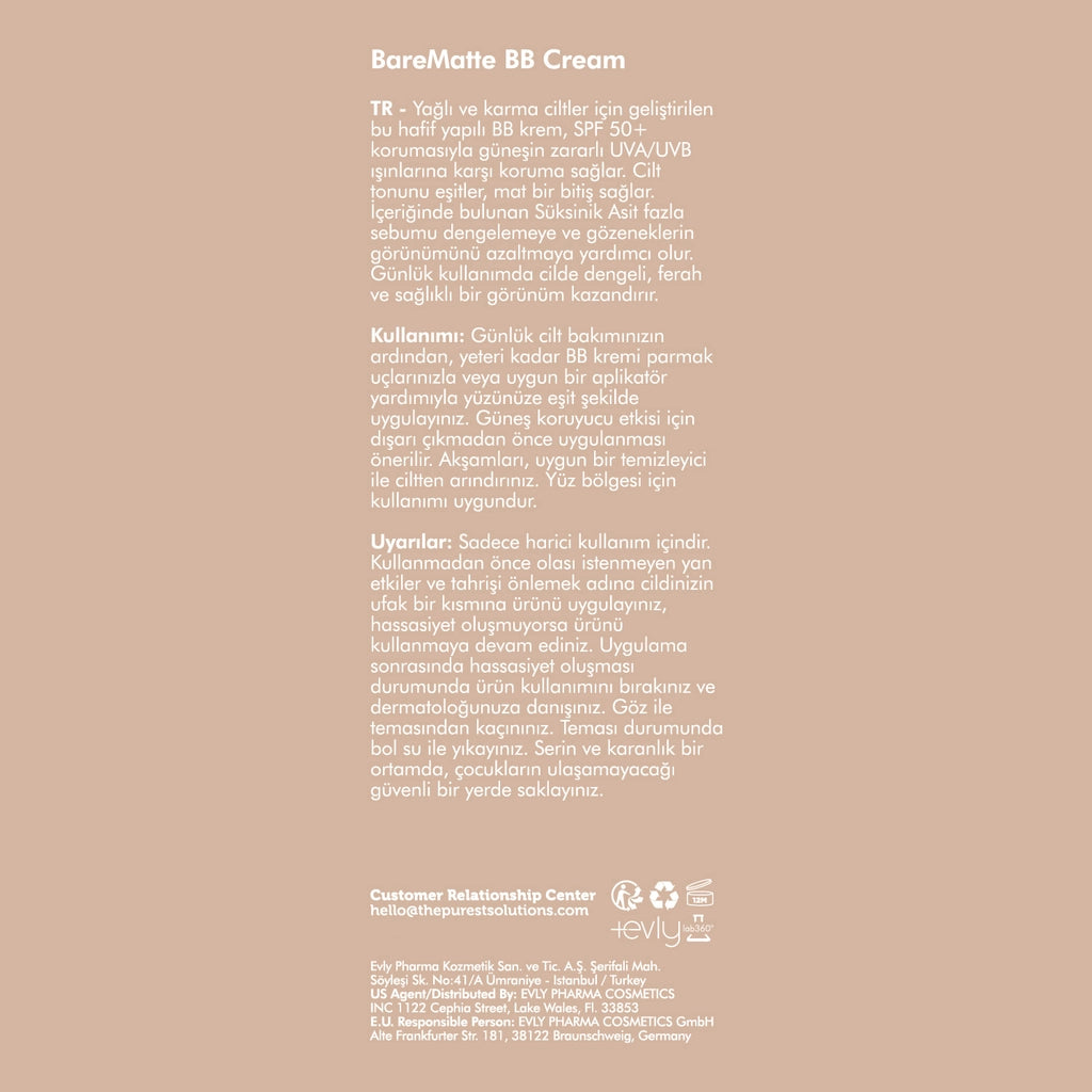 The Purest Solutions Mattifying BB Cream for Oily and Combination Skin 50+SPF 40 ml (Light-Medium Tone)
