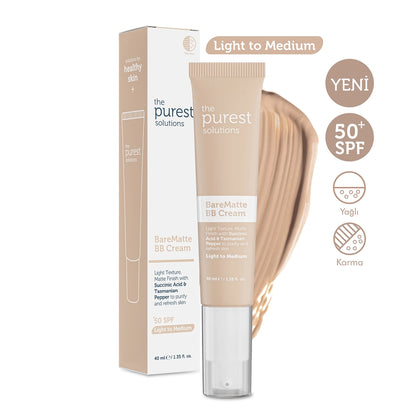 The Purest Solutions Mattifying BB Cream for Oily and Combination Skin 50+SPF 40 ml (Light-Medium Tone)