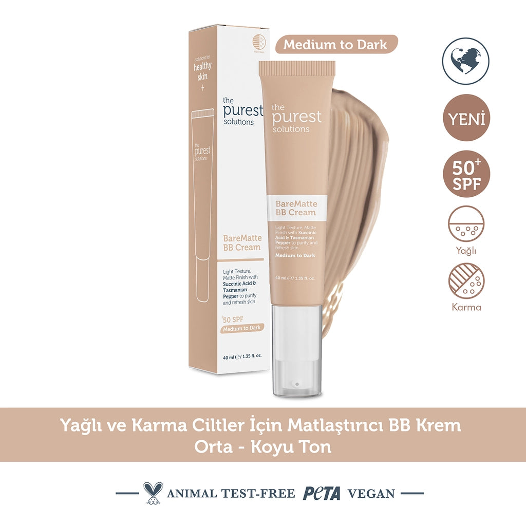 The Purest Solutions Mattifying BB Cream for Oily and Combination Skin 50+SPF 40 ml (Medium-Dark Tone)