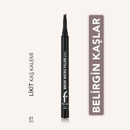 Flormar Brow Micro Filler Comb Tip Natural Finish Eyebrow Pencil 02 Light Brown