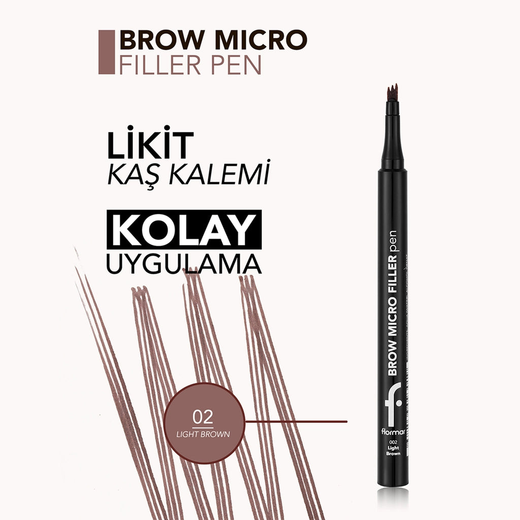 Flormar Brow Micro Filler Comb Tip Natural Finish Eyebrow Pencil 02 Light Brown