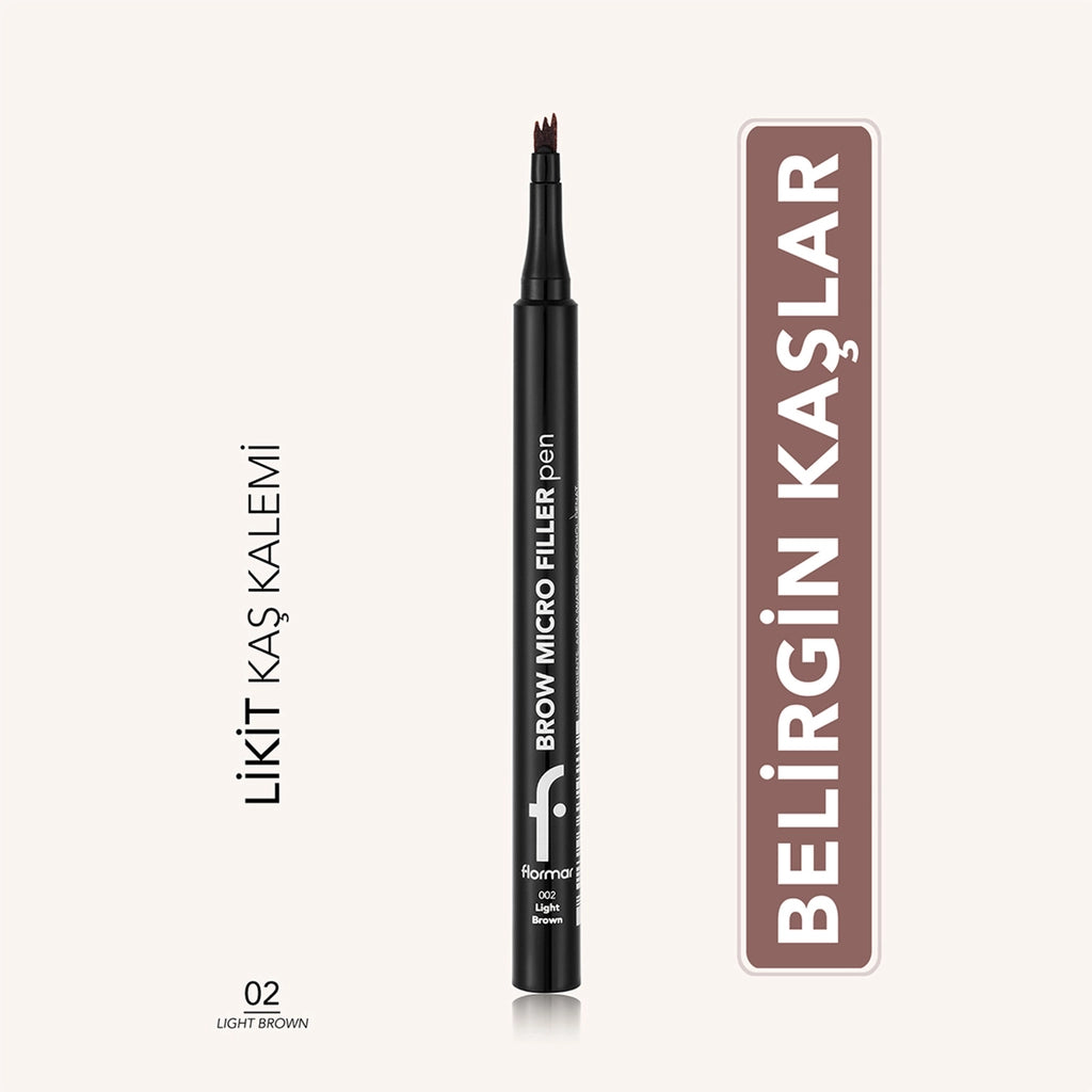 Flormar Brow Micro Filler Comb Tip Natural Finish Eyebrow Pencil 02 Light Brown