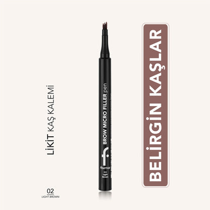 Flormar Brow Micro Filler Comb Tip Natural Finish Eyebrow Pencil 02 Light Brown