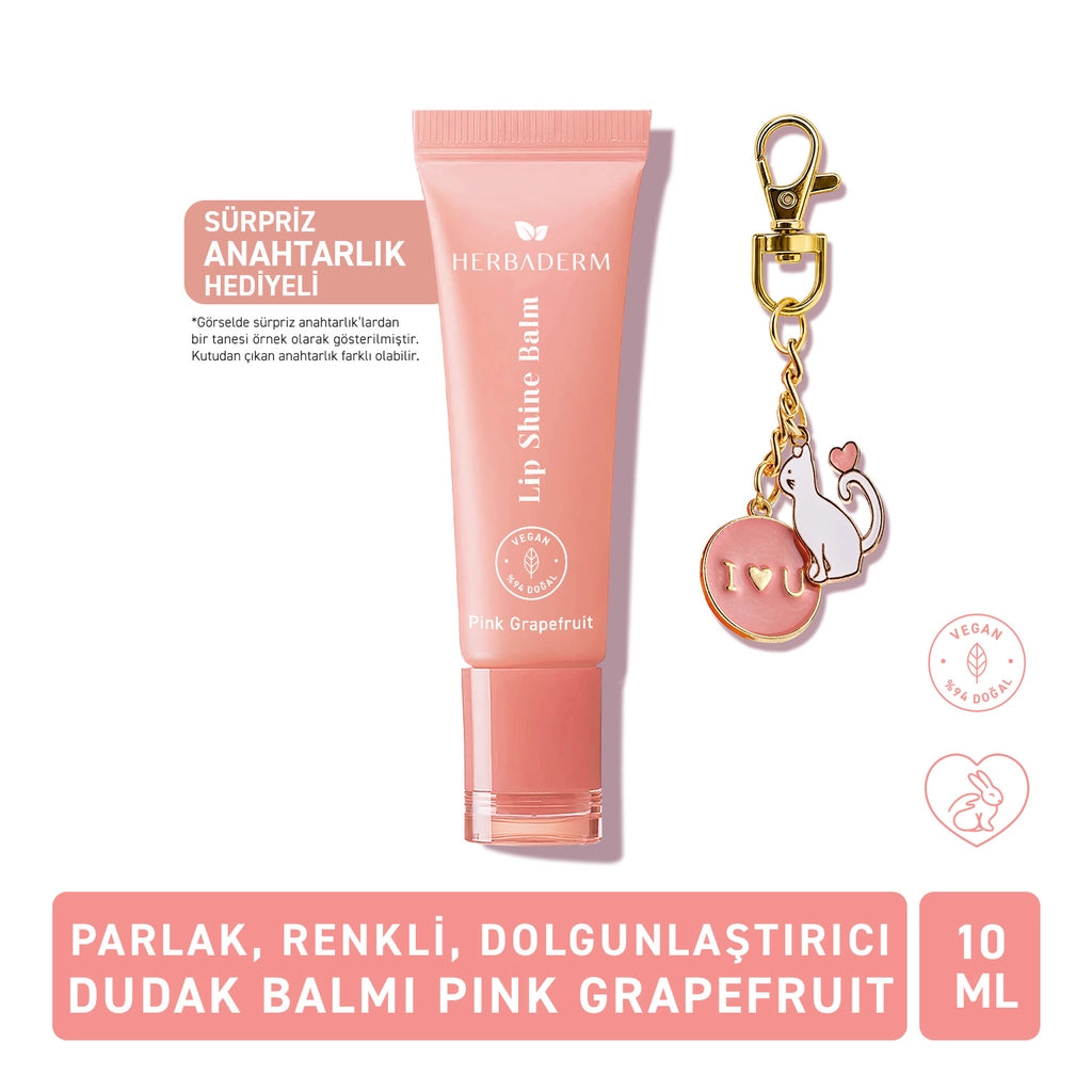 Herbaderm Glossy Lip Balm Pomegranate Flavored 10 ml (Keychain Gift)