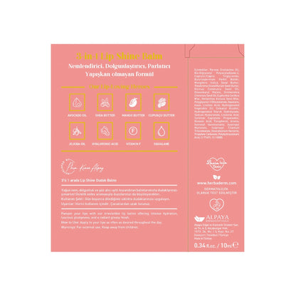 Herbaderm Glossy Lip Balm Pink Grapefruit Flavored 10 ml (With Keychain Gift)