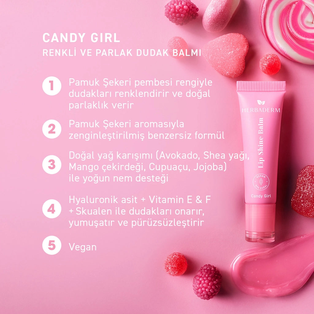 Herbaderm Glossy Lip Balm Cotton Candy Flavored 10 ml (With Keychain Gift)