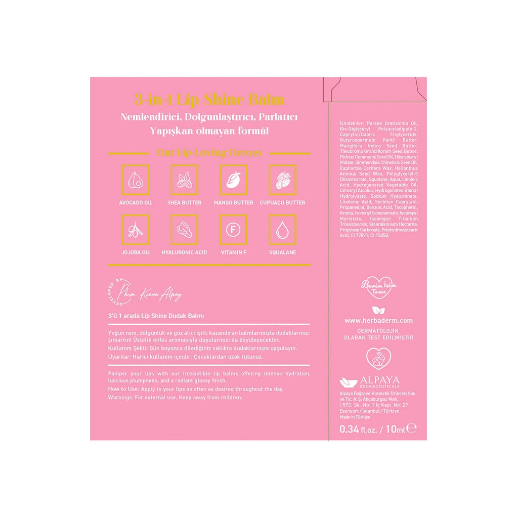 Herbaderm Glossy Lip Balm Cotton Candy Flavored 10 ml (With Keychain Gift)