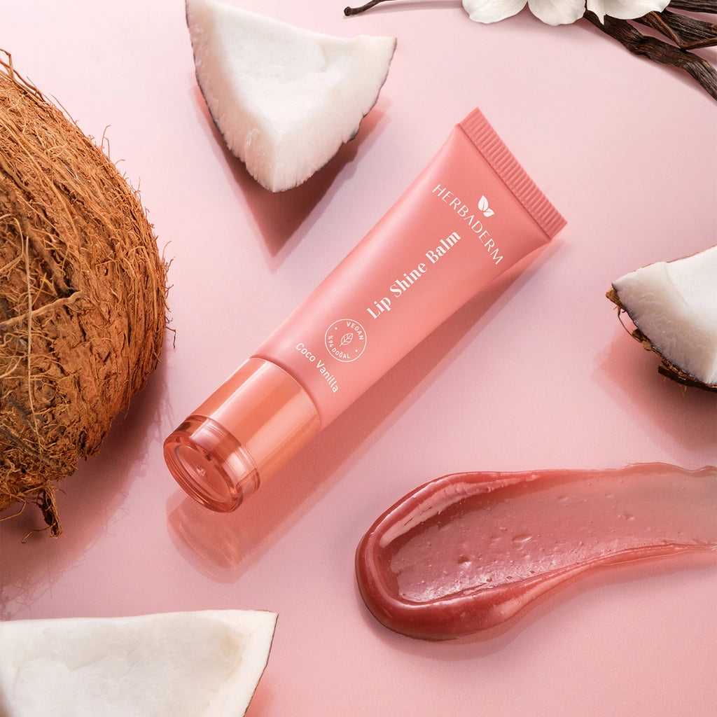 Herbaderm Glossy Lip Balm Coco Vanilla Flavored 10 ml (Keychain Gift)
