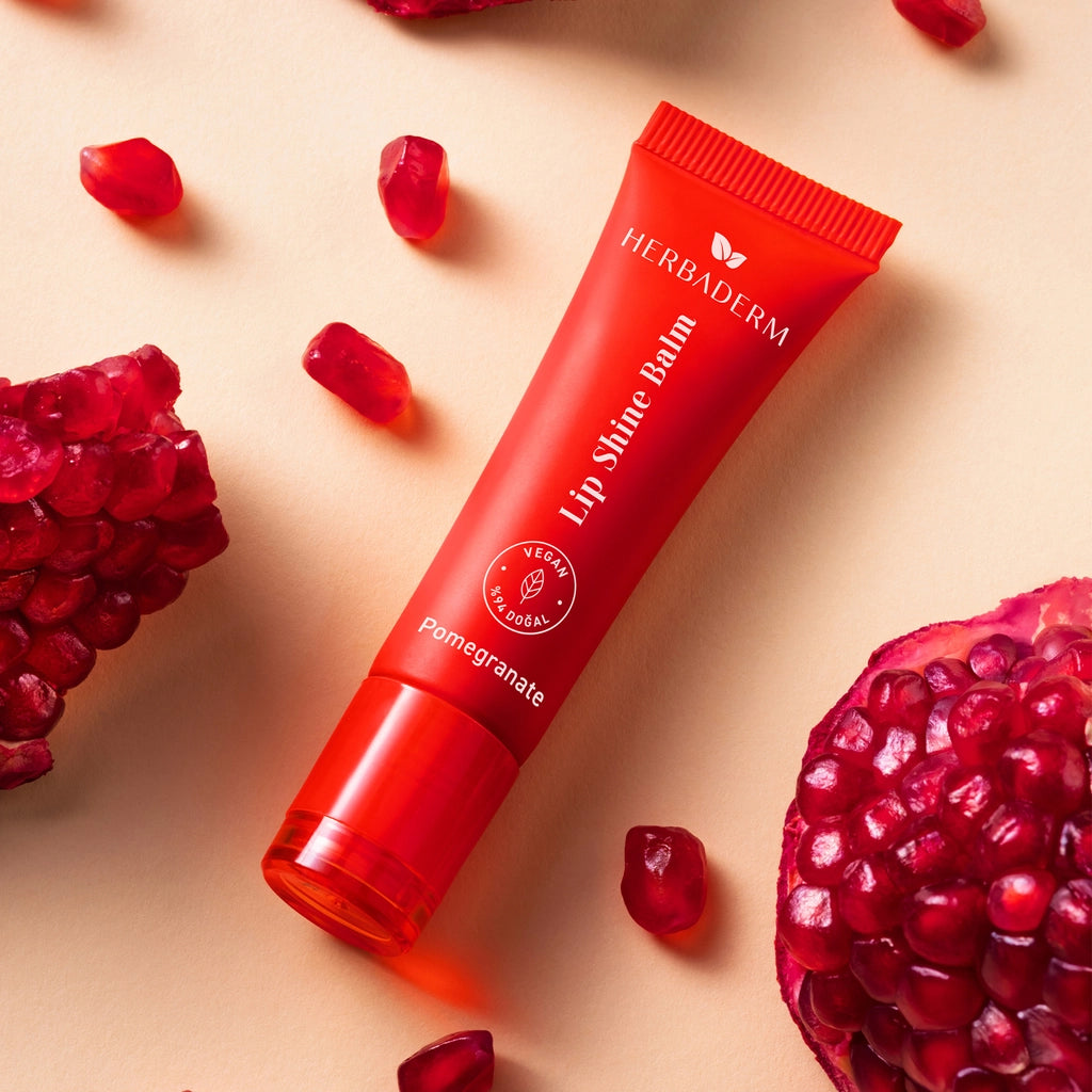 Herbaderm Glossy Lip Balm Pomegranate Flavored 10 ml (Keychain Gift)