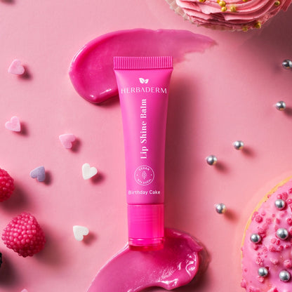 Herbaderm Glossy Lip Balm Birthday Cake Flavored 10 ml (With Keychain Gift)