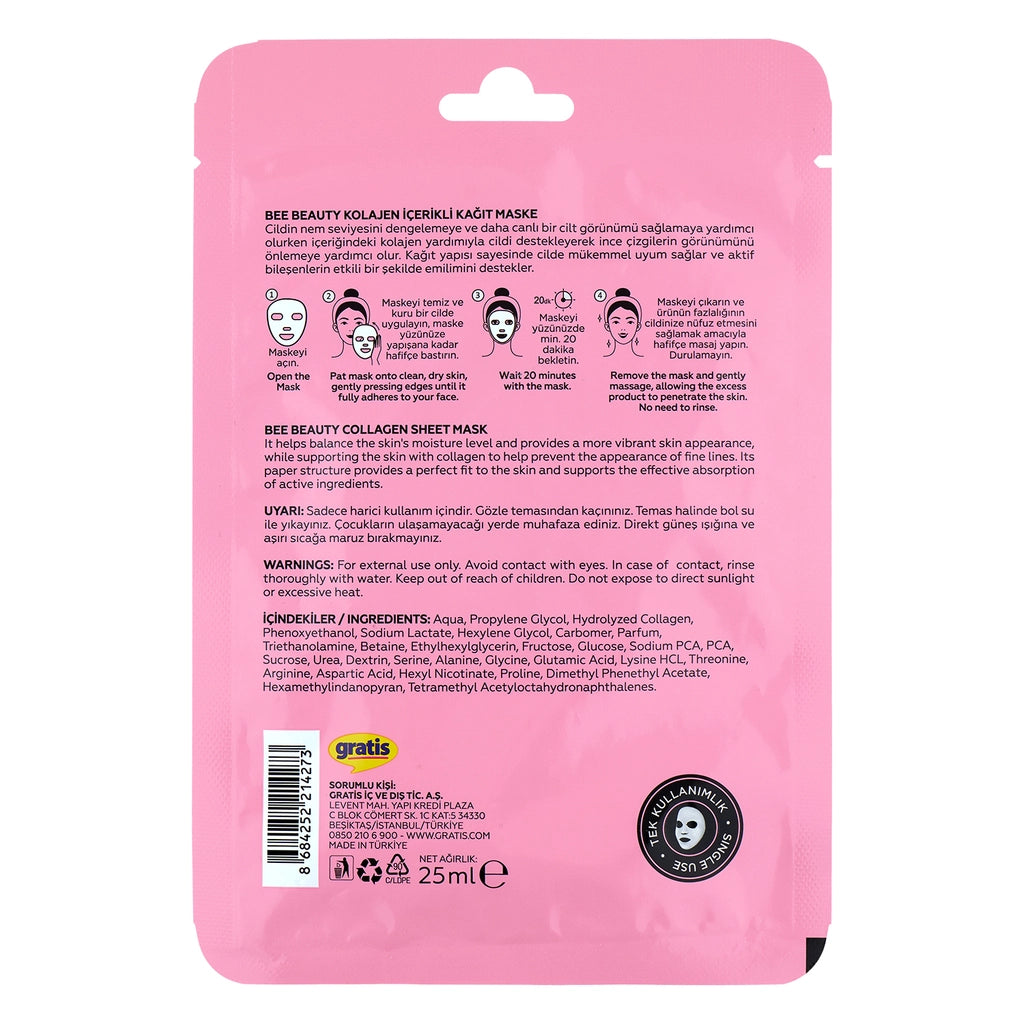 Bee Beauty Paper Face Mask with Collagen 25 ml