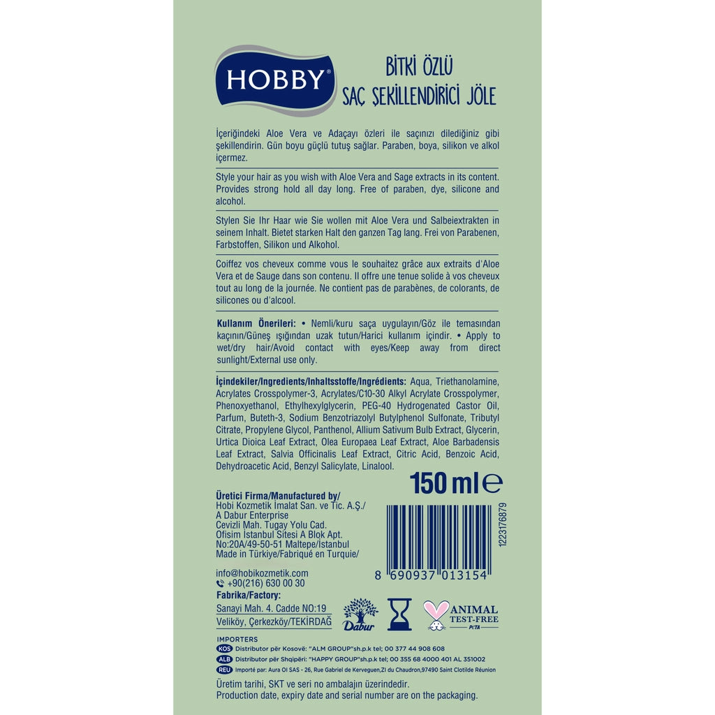 Hobby Herbal Hair Styling Gel Aloe Vera &amp; Sage 150 ml