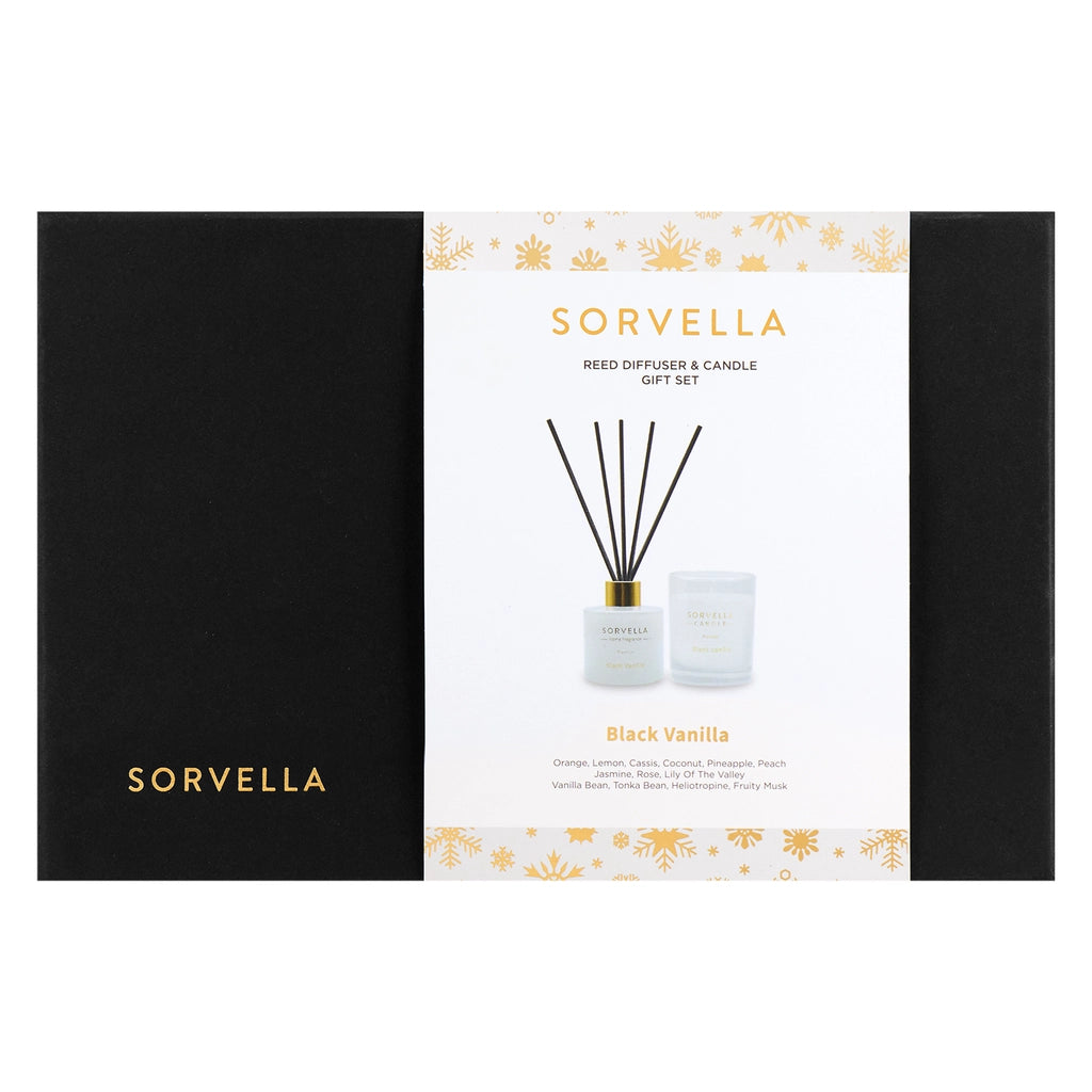 Sorvella Black Vanilla Christmas Candle 170 gr + Reed Diffuser Room Fragrance 120 ml