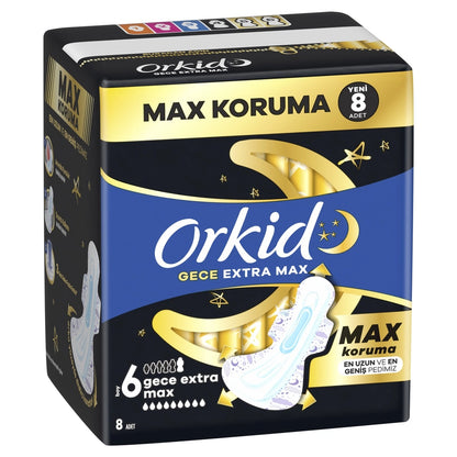 Orkid Night Extra Max (Size 6) Hygienic Pads 8 Pieces