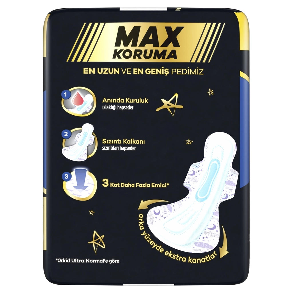 Orkid Night Extra Max (Size 6) Hygienic Pads 8 Pieces