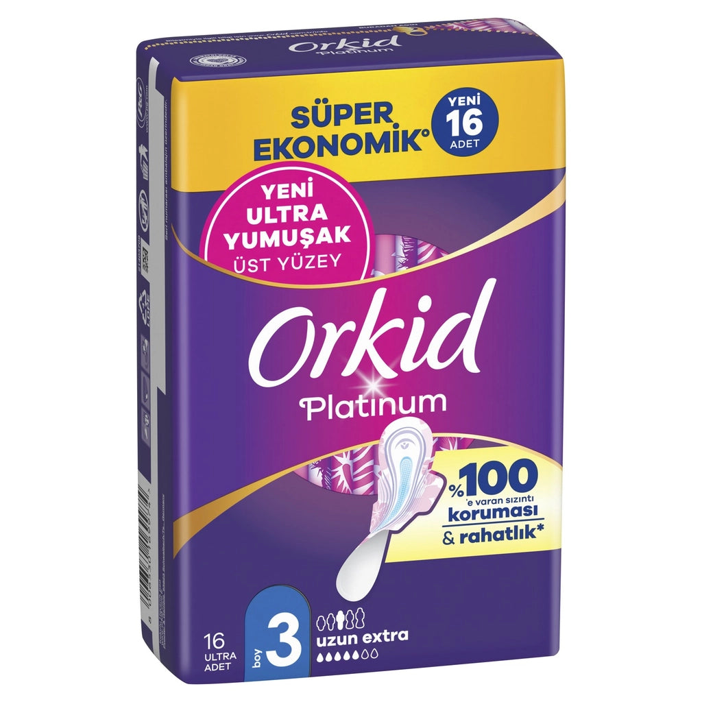 Orkid Platinum Long Extra (Size 3) Sanitary Pads 16 Pieces