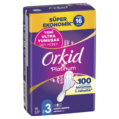Orkid Platinum Long Extra (Size 3) Sanitary Pads 16 Pieces