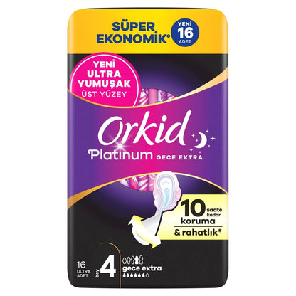 Orkid Platinum Night Extra (Size 4) Hygienic Pads 16 Pieces