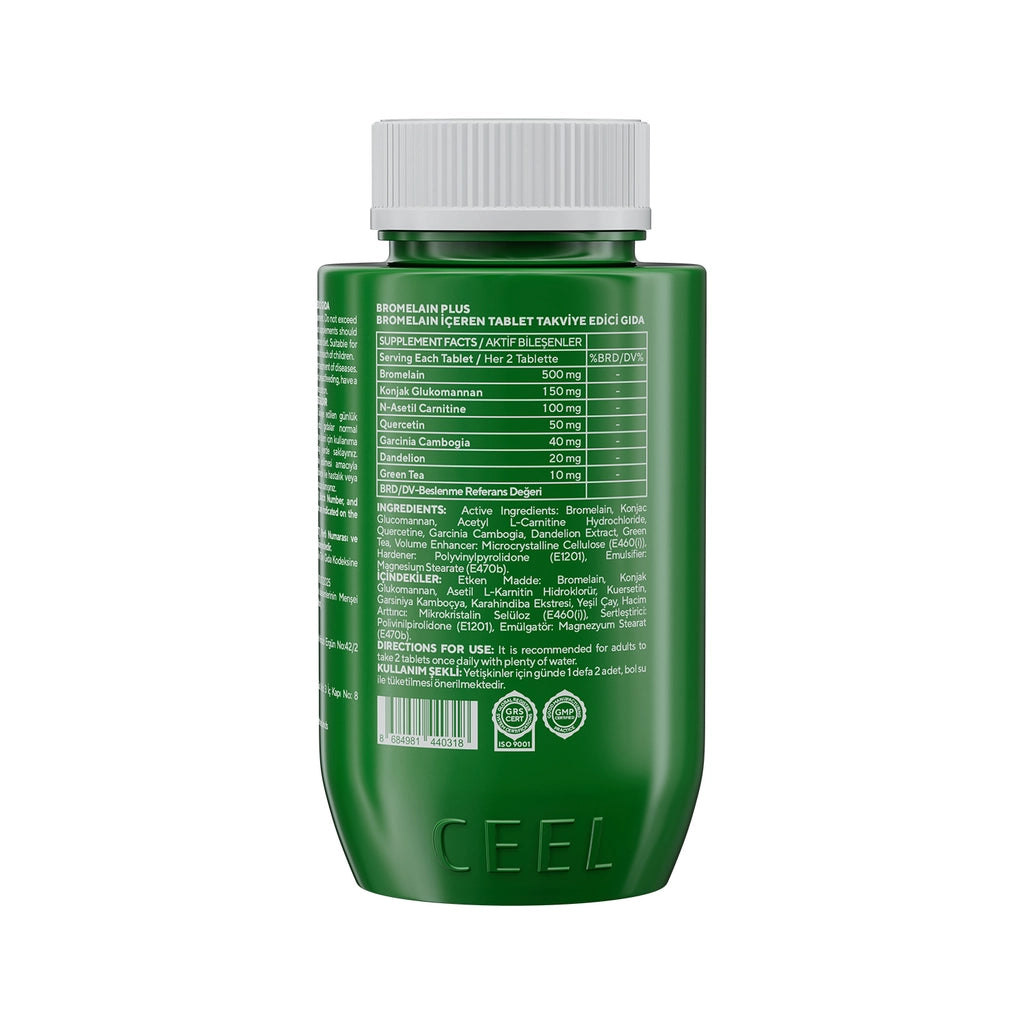 Vita Ceel Bromelain Plus, Green Tea, L-Carnitine 60 Tablets