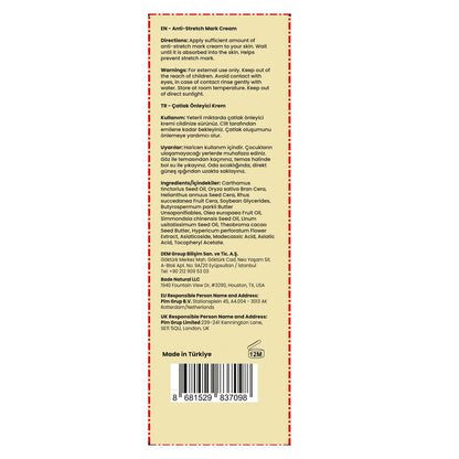 Bade Natural Anti-Stretch Mark and Moisturizing 100% Natural Body Cream 100 ml