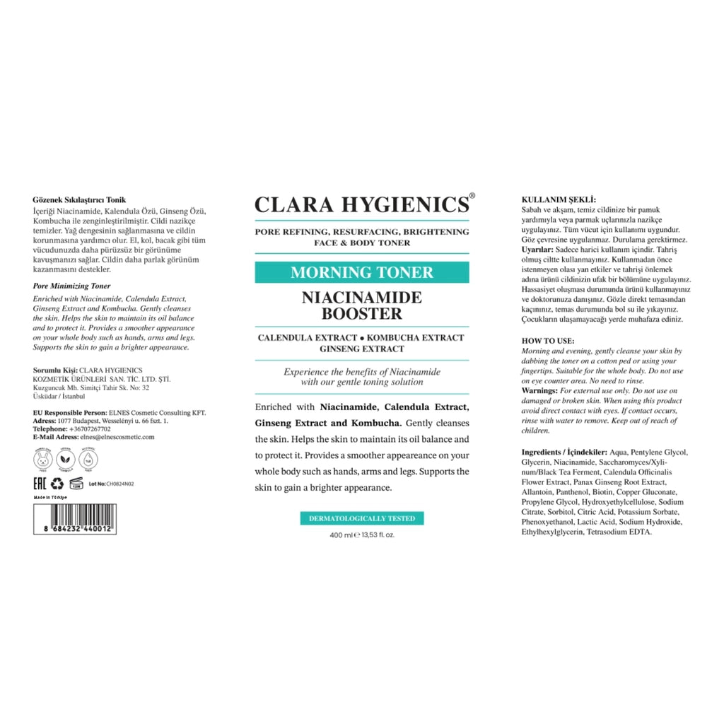 Clara Hygienics Niacinamide Booster Pore Firming Tonic 400 ml