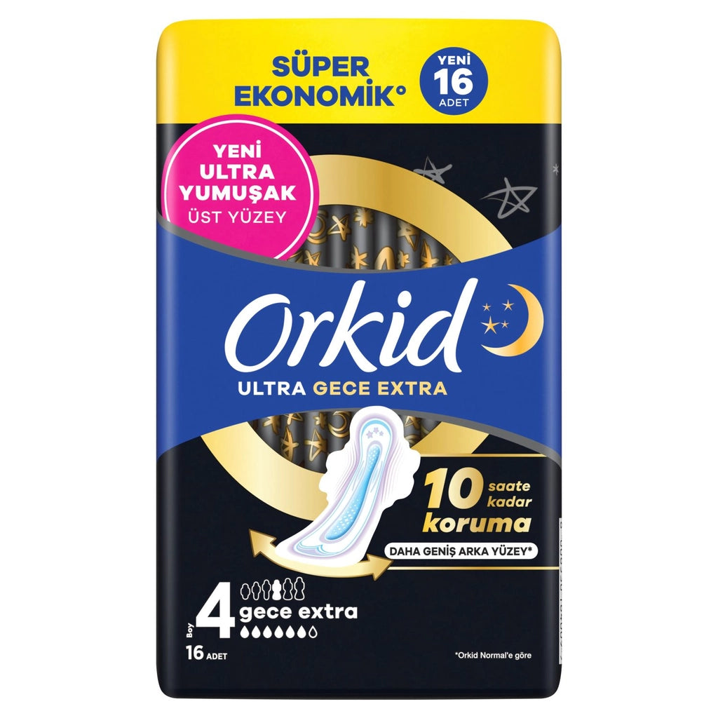 Orkid Ultra Night Extra (Size 4) Night Extra Hygienic Pads 16 Pieces