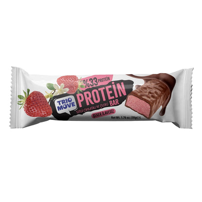 Trio Move Chocolate Covered Milk Chocolate and Strawberry Bar with 33% Protein 50 gr