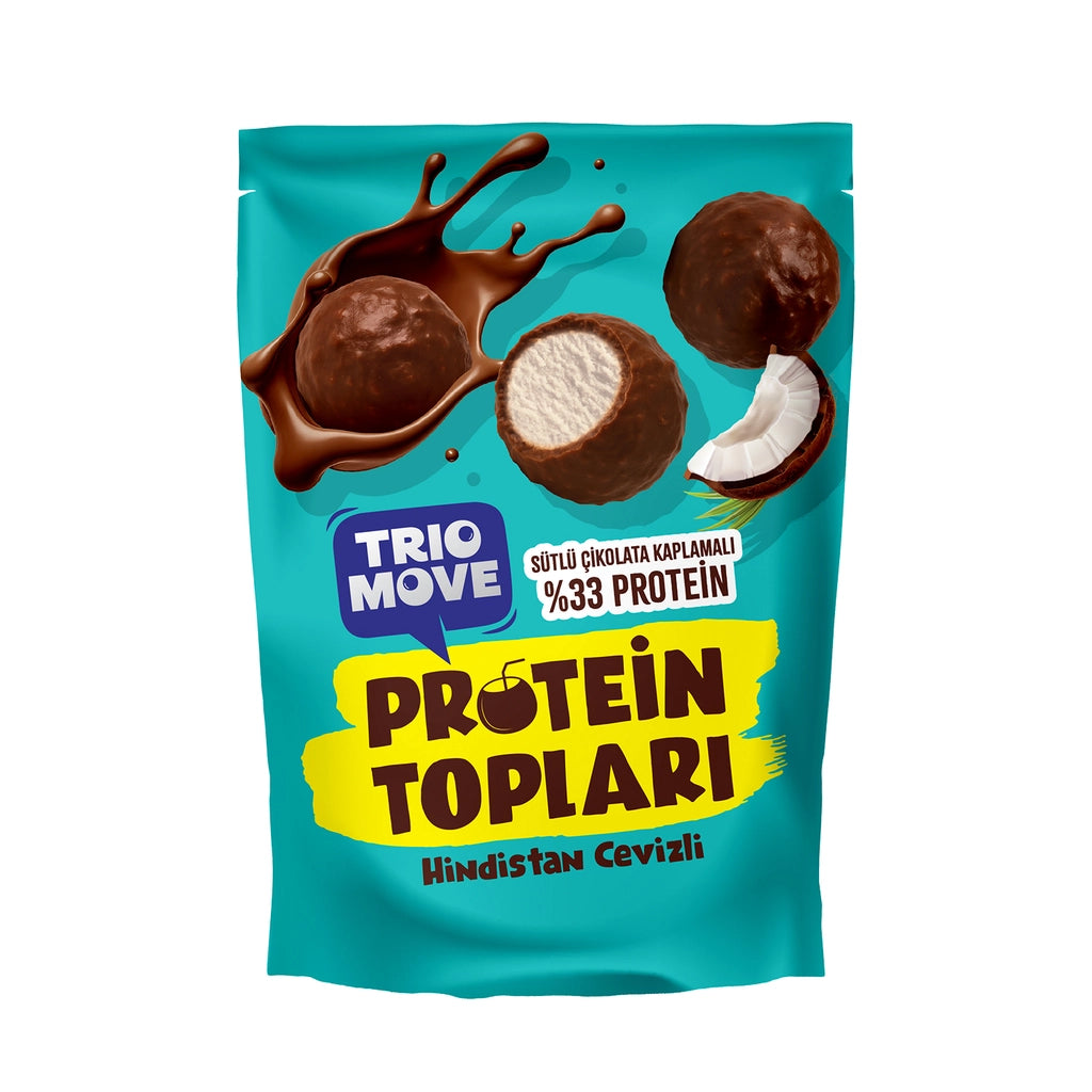 Trio Move Chocolate Covered 33% Protein Coconut and Milk Chocolate Coated Protein Balls 72 gr