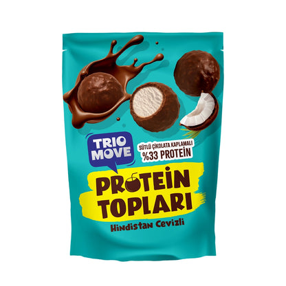 Trio Move Chocolate Covered 33% Protein Coconut and Milk Chocolate Coated Protein Balls 72 gr