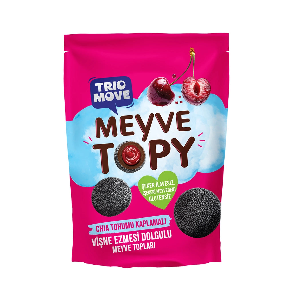 Trio Move Cherry Paste Filled and Chia Seed Coated Fruit Balls 96 gr