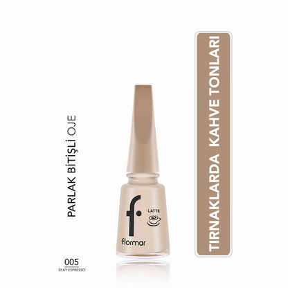 Flormar Intense Color and Shiny Look Brown Tone Nail Polish 001 Vanilla Cream
