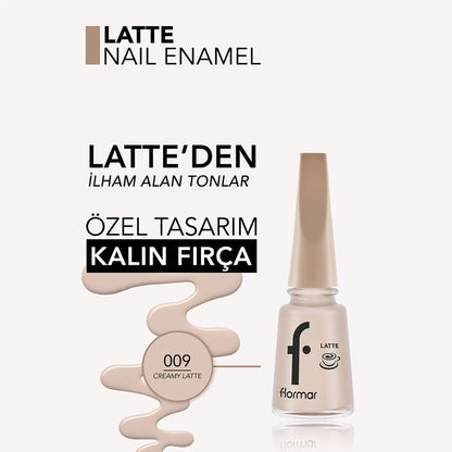 Flormar Intense Color, Shiny Look Brown Tone Nail Polish 009 Creamy Latte