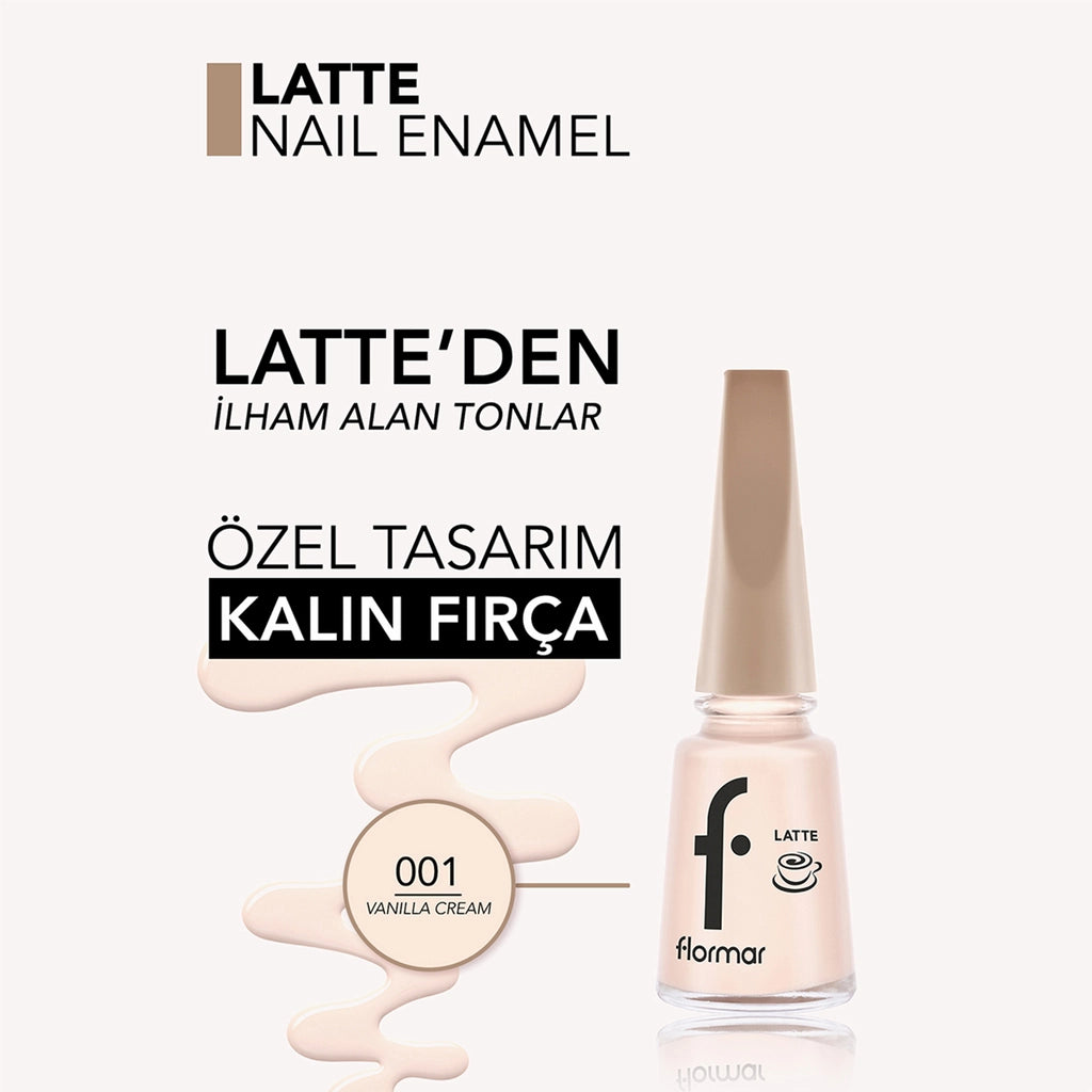 Flormar Intense Color and Shiny Look Brown Tone Nail Polish 001 Vanilla Cream