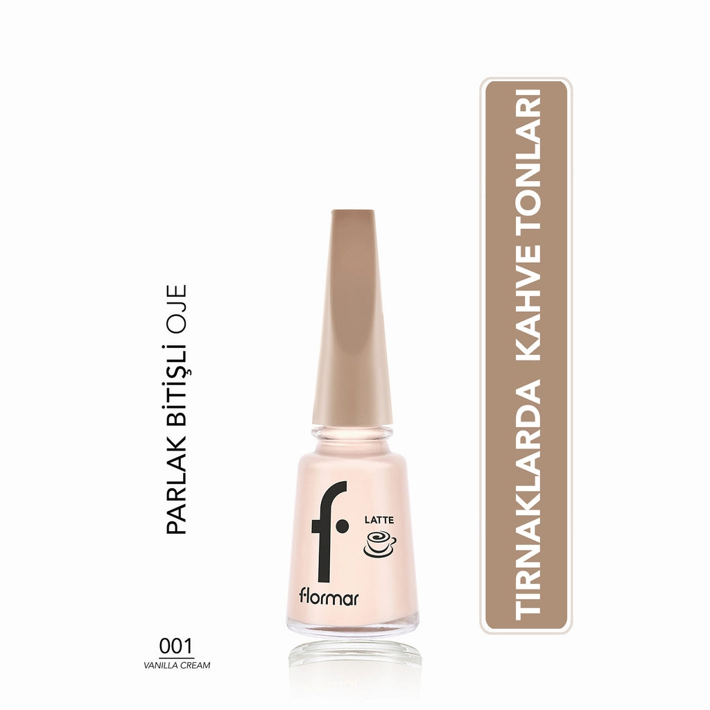Flormar Intense Color and Shiny Look Brown Tone Nail Polish 001 Vanilla Cream